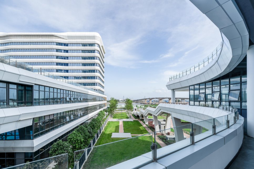 Modern hospital building facade
